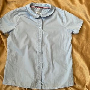 Blue Scoopneck Button up Top